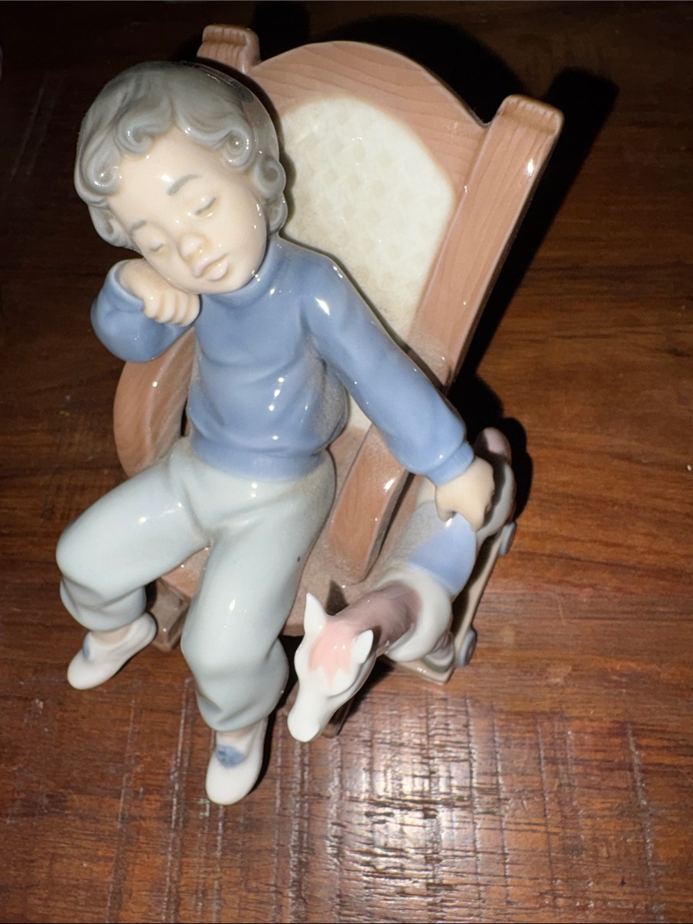LLADRO - *RARE* NAPPING BOY IN ROCKING CHAIR - Picture 7 of 10